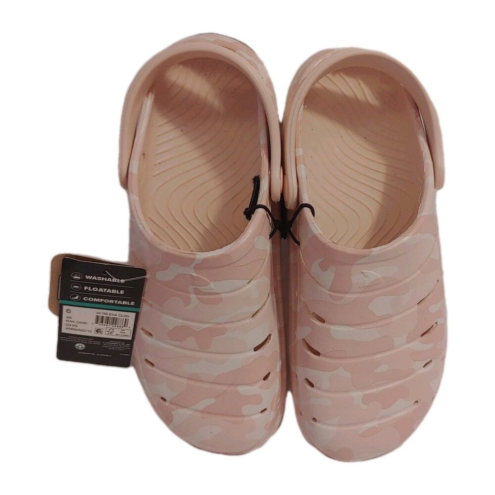 RUGGED SHARK Women’s Size 6 Comfort EVA Clog Sandal Shoes Floatable • Pink Camo